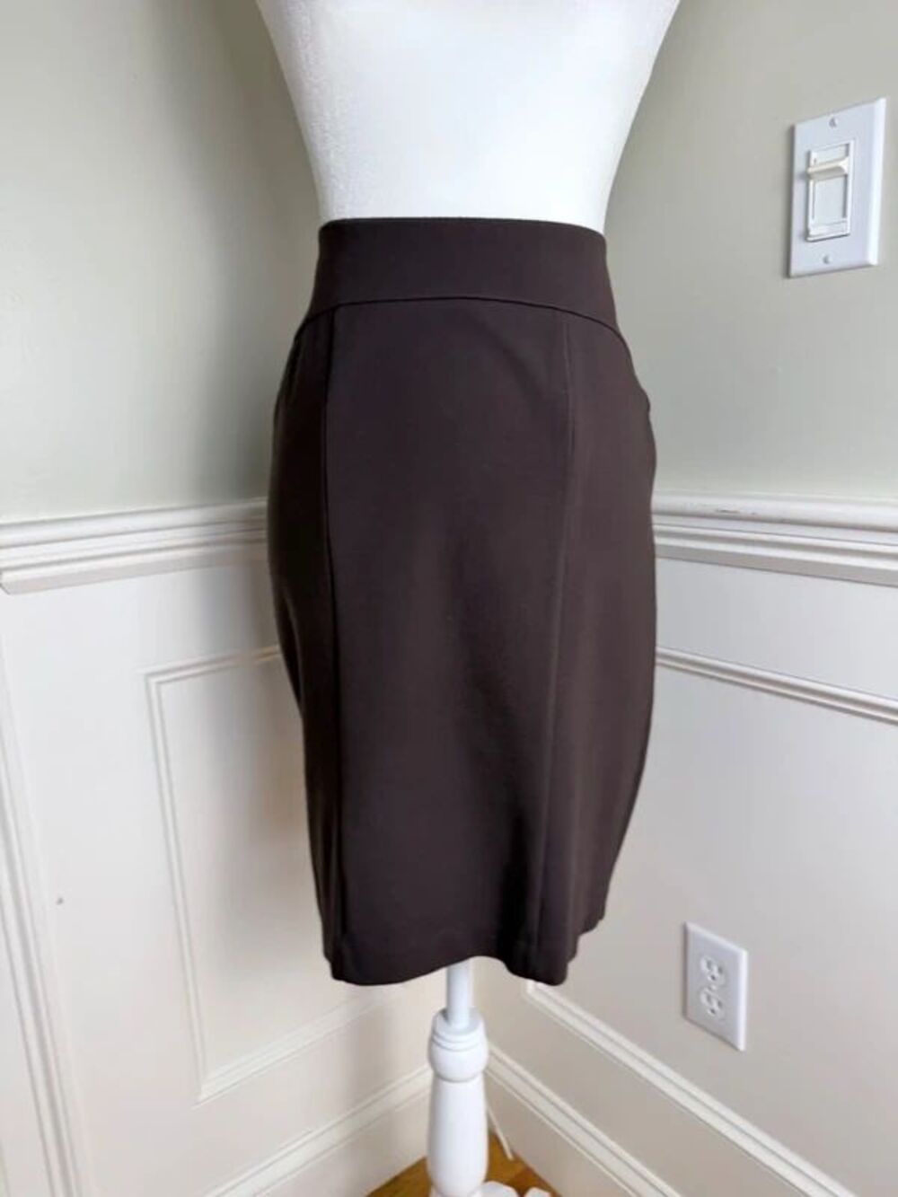 Ellen Tracy Chocolate Brown Stretch Pencil Skirt Size S